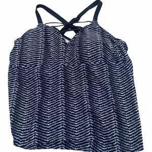 Ava & Viv Black/White Striped Strappy Tankini-20W